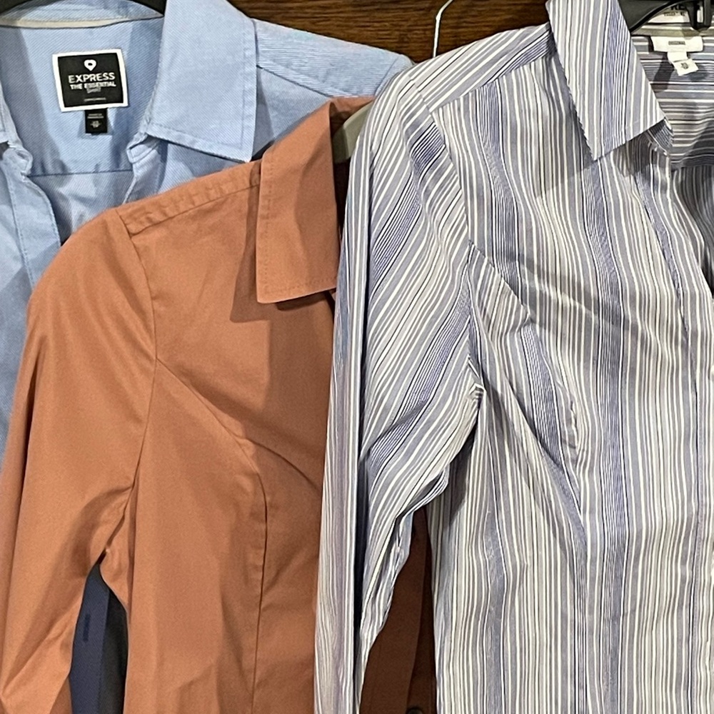 Express Button-Down Shirt Lot in Light Blue, Pink, Rose, and Blue Stripe - Picture 4 of 9